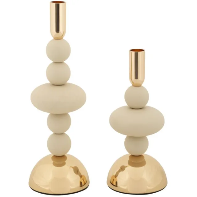 Mauro Ferretti Kandelaar Galaxy Cream Set 2 Pcs Ø 10×22 cm Crème