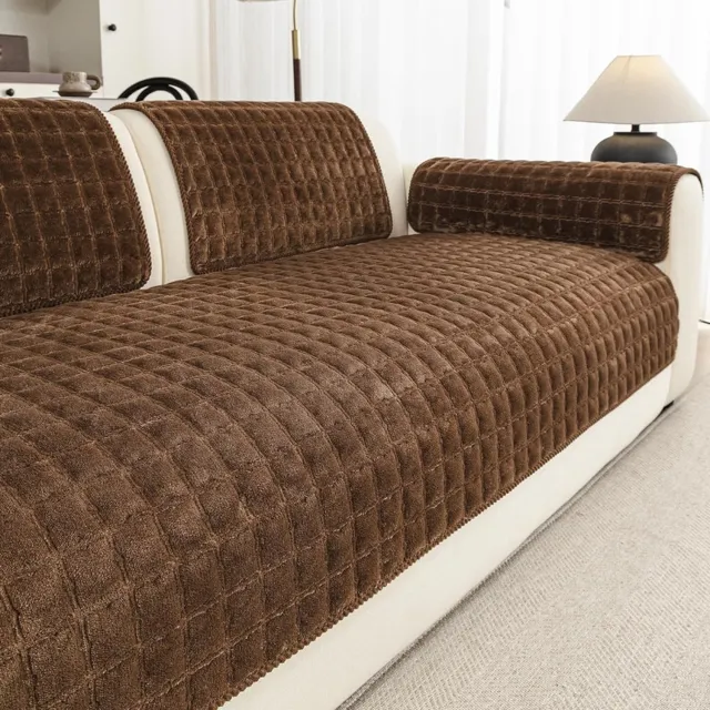 Yashumito Bankhoes van Flanel - 70 x 150 cm - Bruin - Antislip - Wasbaar - Universele Meubelbeschermer voor 2-3-4 Zitsbank - Per Stuk
