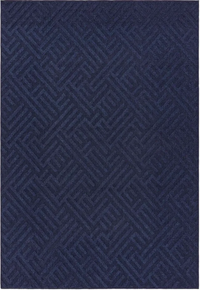 Eazy Living Easy Living - Easy Living Antibes Blue Linear Vloerkleed - 160x230 - Rechthoek - Buiten,Laagpolig,Structuur Tapijt - Modern - Blauw