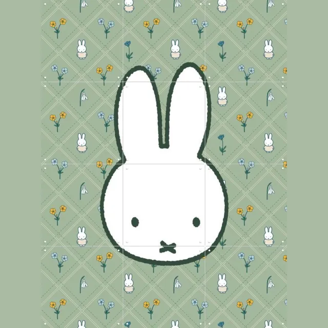 IXXI Nijntje met Bloemenpatroon, Nijntje - 60 x 80 cm - Grote wanddecoratie en posters - Fantasierijk, Kleurrijk, Illustraties, Speels, Babykamer Groen