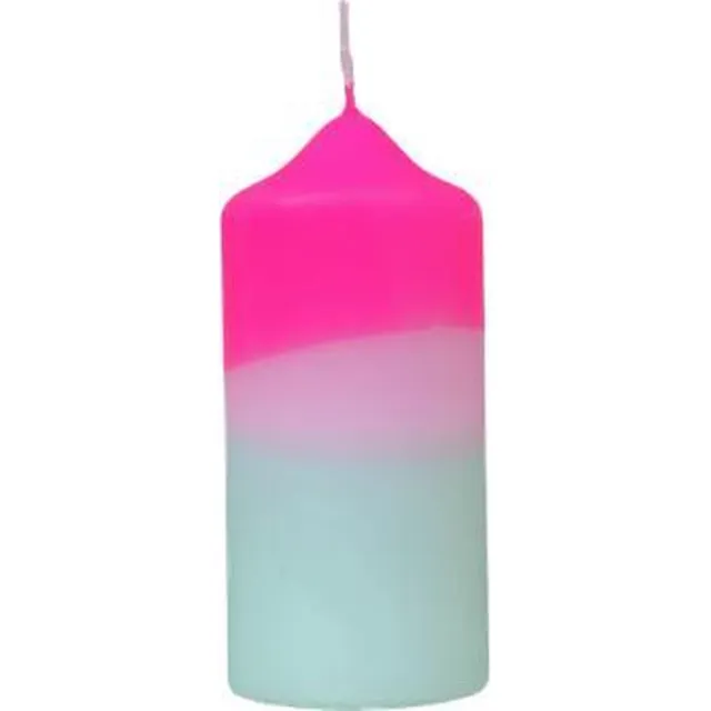pink Kaars - Pink Stories - Dip Dye Kaars - Neon Peppermint mint, pink, wit