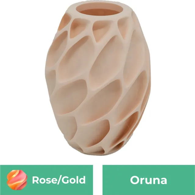 Lovora Oruna organische vaas – Decoratieve vaas - Roze / Goud - 3d geprinte vaas – geschikt voor droogbloemen - 25CM