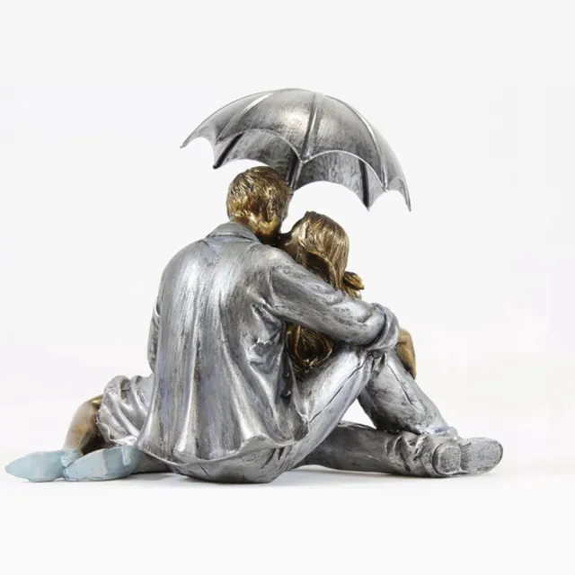 Art-Pol Romantische Figuur: Paar onder Paraplu, Kussend - Liefde en Kunst Multicolor