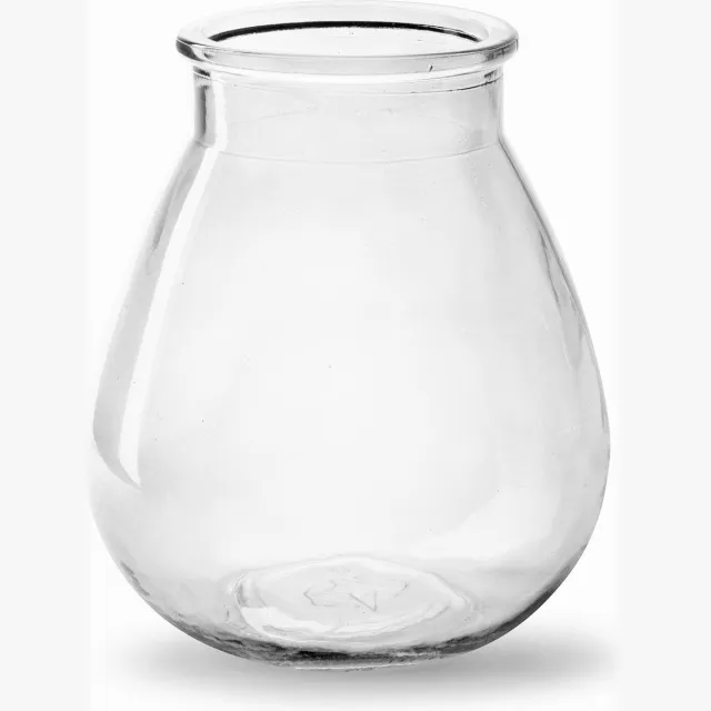 Jodeco Bloemenvaas druppel vorm - helder/transparant glas - H17 x D14 cm