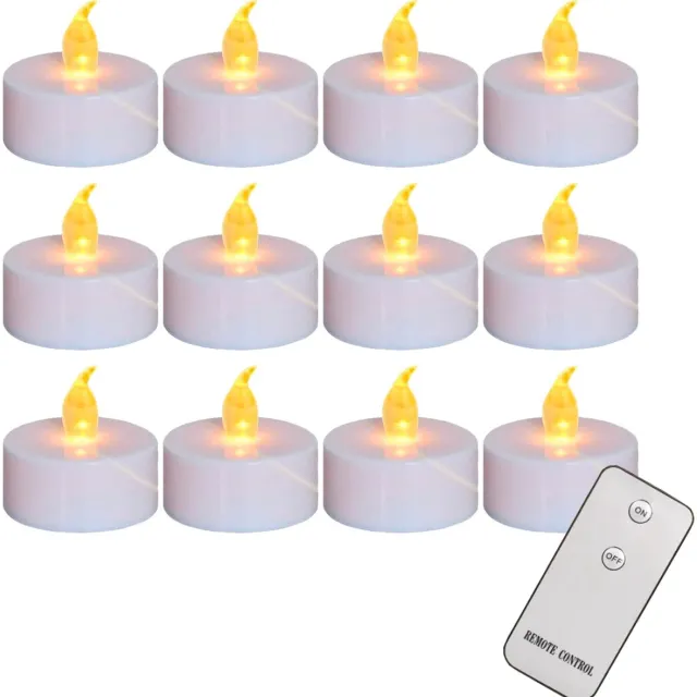 Best Active 12 LED Waxinelichtjes met Flikkerende Vlam - Inclusief Afstandsbediening en Batterijen - 100+ Branduren - Elektrische Kaarsen op Batterijen - Theelichtjes - Kerstverlichting - Kerst Kaarsen Wit met Afstandsbediening