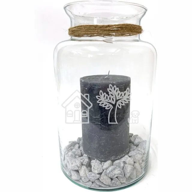 SandD-art Windlicht/Vaas met tekst gravure HUISJE-BOOMPJE-BEESTJE. Zonder kaars en stenen. Cadeau - bruiloft - trouwdag - nieuw huis - samenwonen - Sint - Kerst. Formaat is 30cm, 16 cm doorsnede. Helder glas