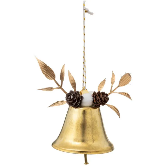 Feeric lights & Christmas Kerstbel van kunststof in de vorm van een dennenappel, goudkleurig, 7 cm Doré