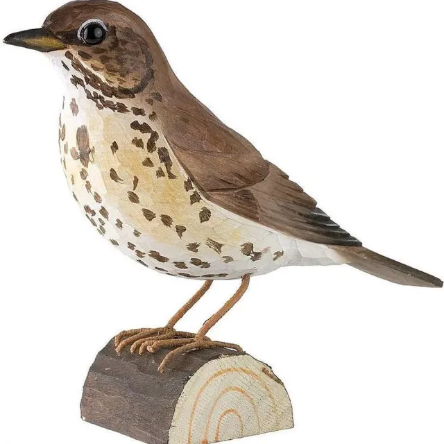 Wildlife Garden Zanglijster in lindenhout - handgemaakt Bruin