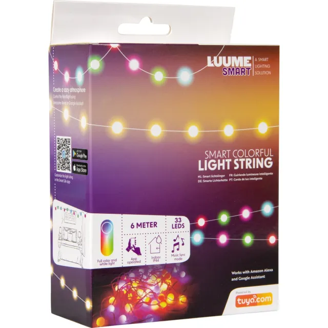 Luume Led Lichtsnoer voor Binnen met App 6 Meter - 33 Lampjes - IP 44 - Bluetooth - RGB Kleuren - LED Light Strip - Led Verlichting - Luume