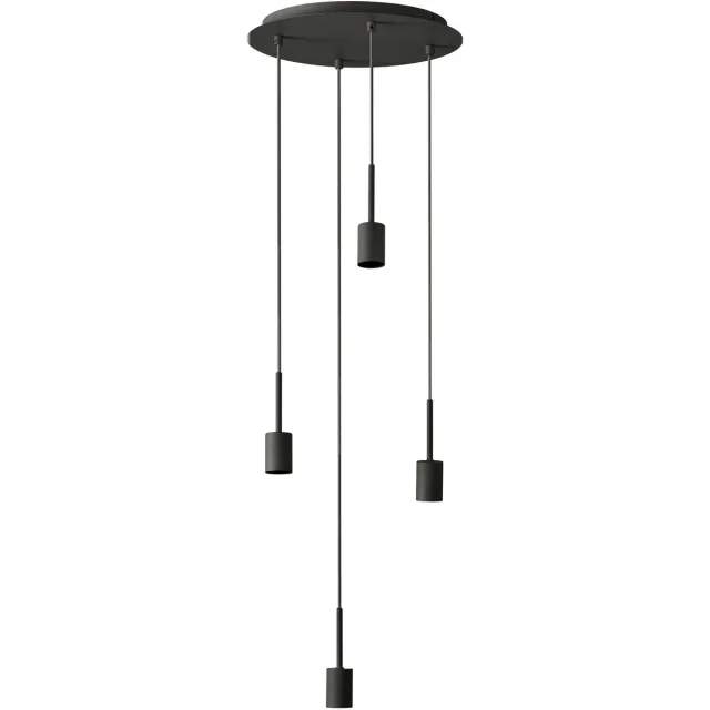 Osram Decor hanglamp Needle Plate 4xE27, donkergrijs, staal, 2m textielkabel, minimalistisch