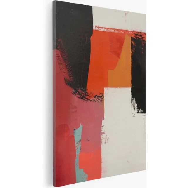 Saammp Canvas Schilderij - Abstracte vlakken - 40x60 - Foto op canvas - Wanddecoratie - Muurdecoratie Woonkamer - Slaapkamer decoratie - Canvas Print Multicolor