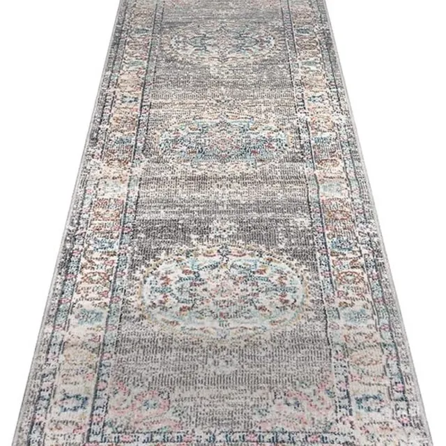 the carpet Palma - Indoor & Outdoor vloerkleed, weerbestendig & onderhoudsvriendelijk, grijs met oosters patroon, 80 x 300 cm