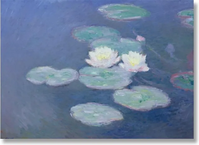 Lanzfeld (museumwebshop.com) Poster 50x70, Waterlelies in avondlicht, Monet blauw