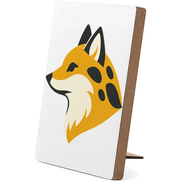 Mr Cadeautjes Glasframe/MDF 12,7 x 17,8 - design Een set van vier decoratieve panelen met een gestileerde vos | cadeau Wit