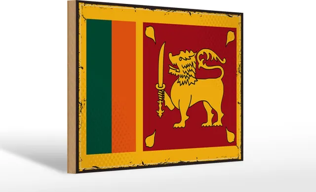 Femer Holzschild Flagge Sri Lankas 30x20cm Retro Flag Sri Lanka Multi colour