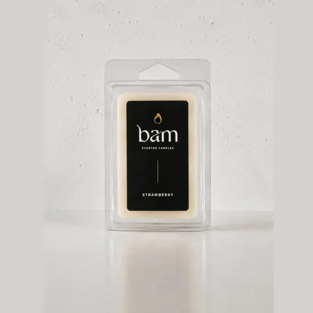 Bam Waxmelts Strawberry – Aardbei Geurwax – Vegan Wax Melts van Natuurlijke Zonnebloemwas – Geurblokjes voor Waxbrander – Handgemaakt in België wit