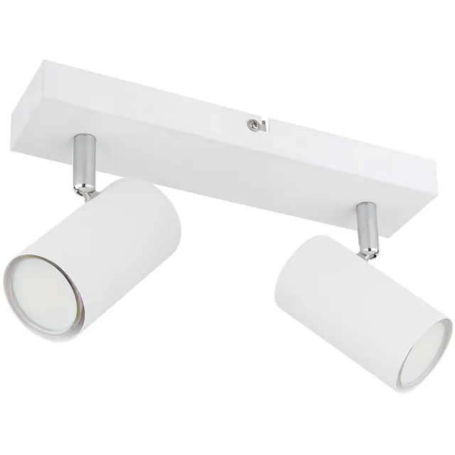 Globo Lighting Plafondlamp spot 2 vlammen plafondspot wit woonkamer met zwenkbare spots, metaal, 2x GU10, LxBxH 26x6x12