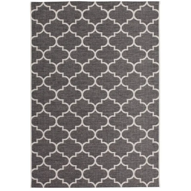 Padiro design laagpolig vloerkleed 160 x 230 cm - donkergrijs - modern geometrisch patroon - voor binnen en buiten - voor vloerverwarming - van polypropyleen