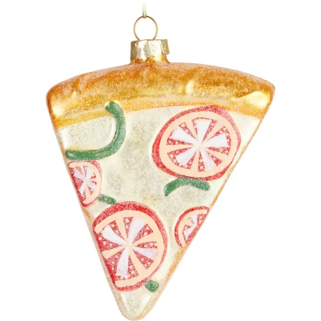 Brubaker Pizza - Handgeschilderde Glazen Kerstbal - Handgeblazen Kerstversiering - Grappige Kersthanger - Kerstboom Decoratie - 11.5cm