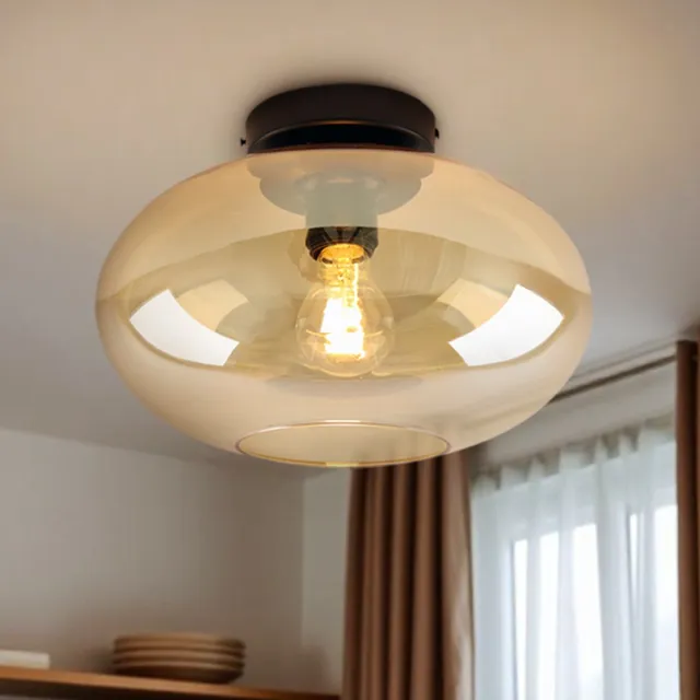 Olucia LUCA - Plafondlamp - Amber / Zwart - Vorm: Ovaal