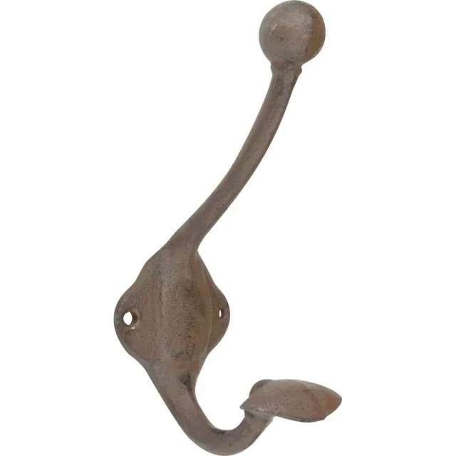 Esschert Design Wandhaken/kapstokhaken - hoed/kleding - 8 x 17 cm - gietijzer - Ophanghaken - Dubbele haken Koper