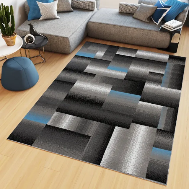 Tapiso Maya Vloerkleed Grijs Woonkamer Slaapkamer Laagpolig Tapijt Maat- 250x300 Blauw Grijs Antraciet 5