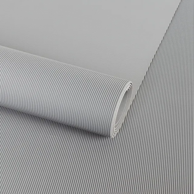 ANRO Fijngeribbeld Rubberen mat Grijs 100x230 cm - TPE 3 mm - Geurarm