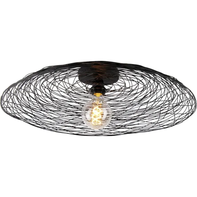 Lindby plafondlamp - 1licht - IJzer - H: 15 cm - E27 - zwart
