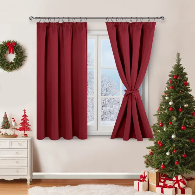 Ibenzoa Verduisterende Thermogordijnen voor Slaapkamer en Woonkamer - Set van 2, 137 x 117 cm, Rood