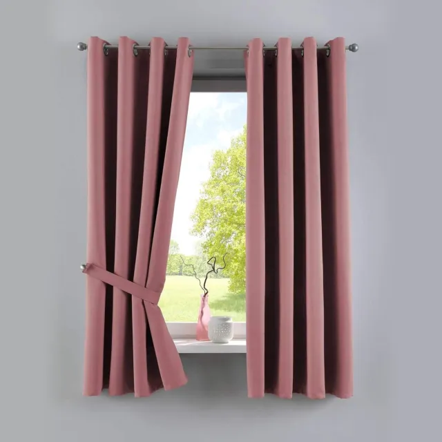 Famanu Gordijnen ondoorzichtig oudroze H x B 160 x 140 cm 2-pack thermische gordijnen verduisteringsgordijn verduisterende oogjes geluidsisolerend Öko-Tex UV-bescherming vouwhouder