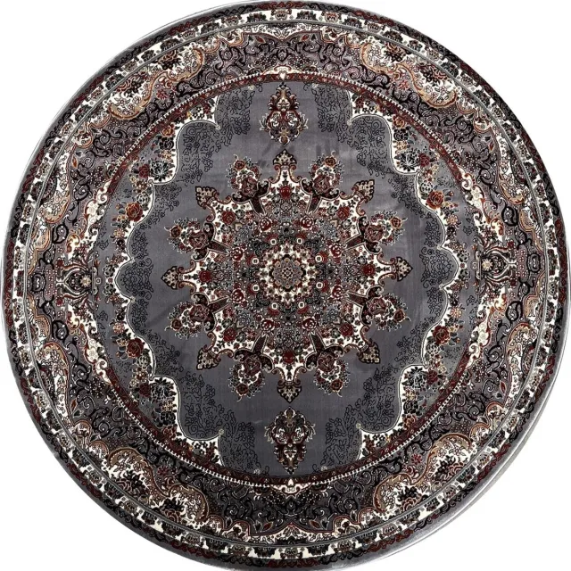 Muratap Isfahan Oosters Vloerkleed Nain - Laagpolig - Klassiek Vintage Tapijt - Rond - Grijs / Multi