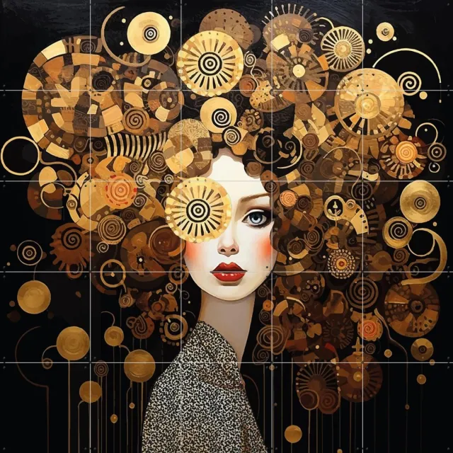 IXXI Golden Mood, Mirjam Duizendstra - 100 x 100 cm - Grote wanddecoratie en posters - Illustraties, Art Nouveau, Gemengde Technieken, Slaapkamer Goud