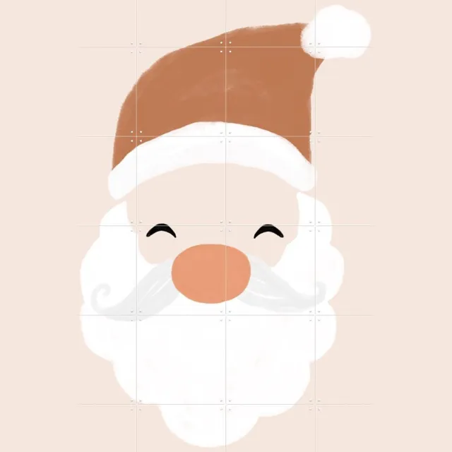 IXXI Santa, Orara Studio & Various - 120 x 120 cm - Grote wanddecoratie en posters - Cartoonesk, Illustraties, Speels, Woonkamer, Kerst, Winter Roze / Wit