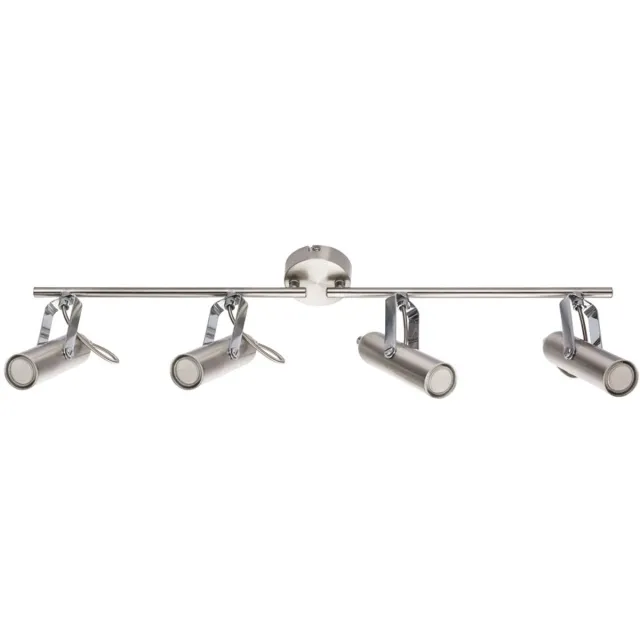 Globo Lighting LED spot strip 4 vlammen plafondlamp zwenkbare spot met beweegbare spots, chroom, 4x 4W 256Lm warm wit, LxBxH 68 x 8 x 16 cm zilver