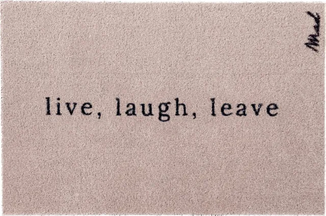Mad About Mats Axel - deurmat - live, laugh, leave - schoonloop/scraper - wasbaar - 50x75cm beige