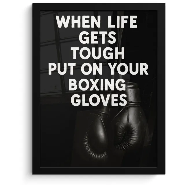 FrameYourWall Poster in lijst - Fotolijst 30x40 cm - Posters - Tekst - Bokshandschoenen - Wit - Posterlijst zwart - Decoratie - Wanddecoratie woonkamer - Muurdecoratie slaapkamer Bokshandschoenen - Tekst