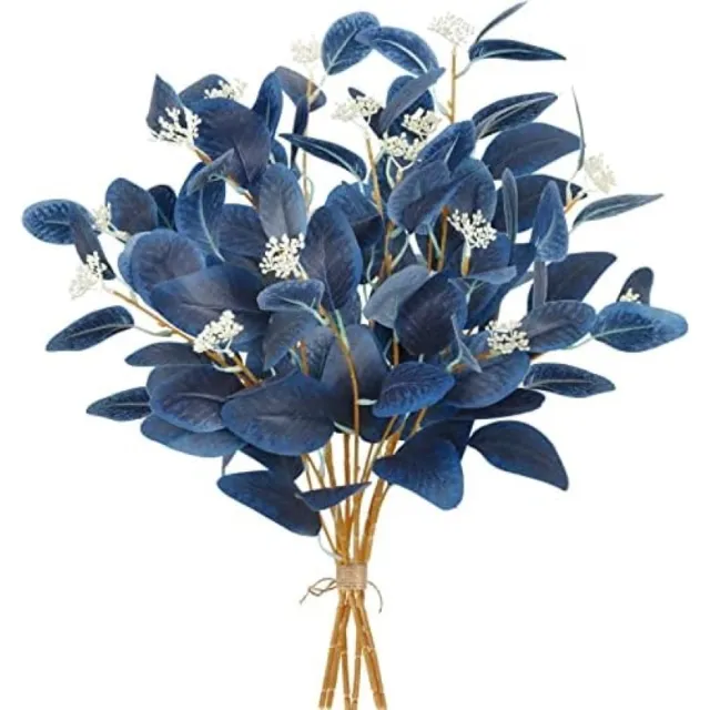 PromoHome Kunstmatige Eucalyptus Takken 12 Stuks - Blauwe Nep Planten voor Bloemstukken, Vaas Decoratie Binnenhuis