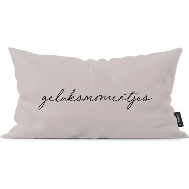 Label2X Kussen geluksmomentjes stone 50 x 30 cm / Binnen black
