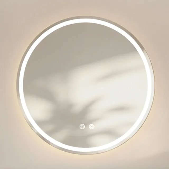 MIVRAY Badspiegel – 80 x 80 cm – Dimbare Ledverlichting Met 3 Kleurtemperaturen – Glas – Zilver – Wandmontage Met Anticondens Silver
