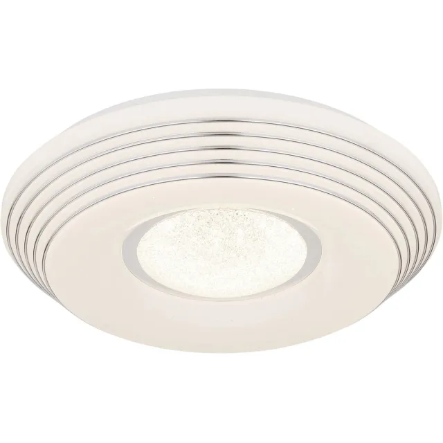 Globo LED plafondlamp afstandsbediening dimbaar woonkamer lamp kristallen ster effect, CCT, metaal, LED 24W 1500Lm warm wit, DxH 39x7 cm