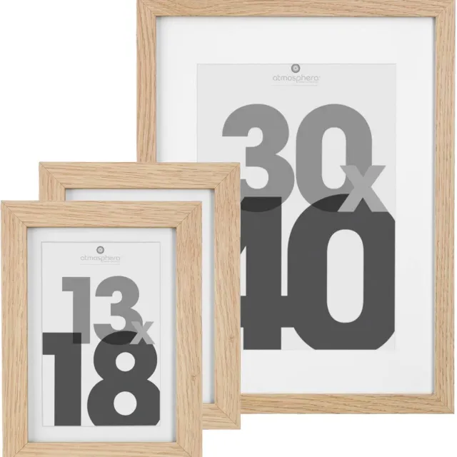 Atmosphera Fotolijstjes set van 3x stuks - 1x voor 30 x 40 cm - 2x voor 18 x 24 cm - naturel - modern/strak ontwerp