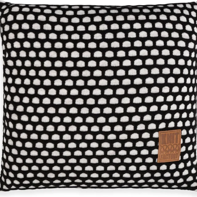 Knit Factory Mila Sierkussen - Vierkant kussen - Kussen woonkamer - Bank kussen - Decoratie kussen - Beige/Zwart - 50x50 cm - Kussenhoes inclusief kussenvulling