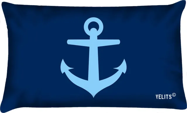 Velits outdoor Sierkussen - Buitenkussen Bloed Waterafstotend Bootkussen Anker - Blauw - 60 Cm X 40 Cm