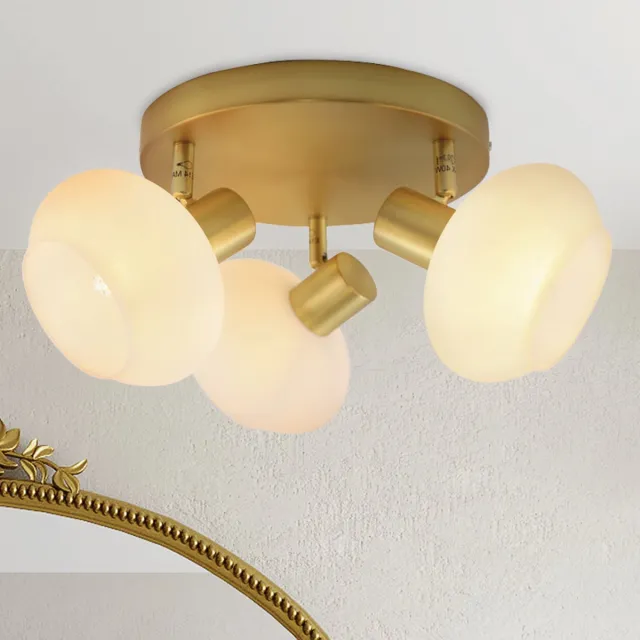 Olucia SKIP - Plafondlamp - Wit / Messing - 3L - Vorm: Rond