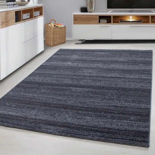Adana Carpets Kortpolig vloerkleed, effen kleur - gewoon grijs, vloerkleed voor de woonkamer, jute achterkant, afmeting: 160 cm x 230 cm