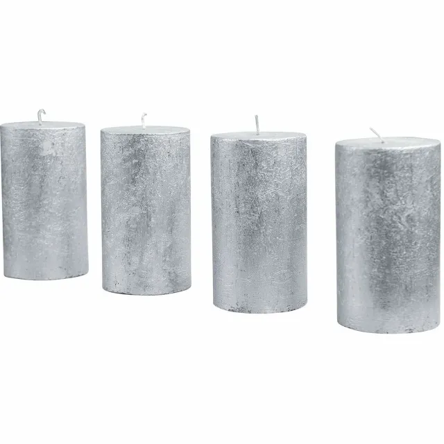 Loberon Kaars set van 4 Braga zilverkleurig