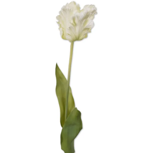 Viv! Home Luxuries Tulp Papegaai - zijden bloem - wit groen - 71cm