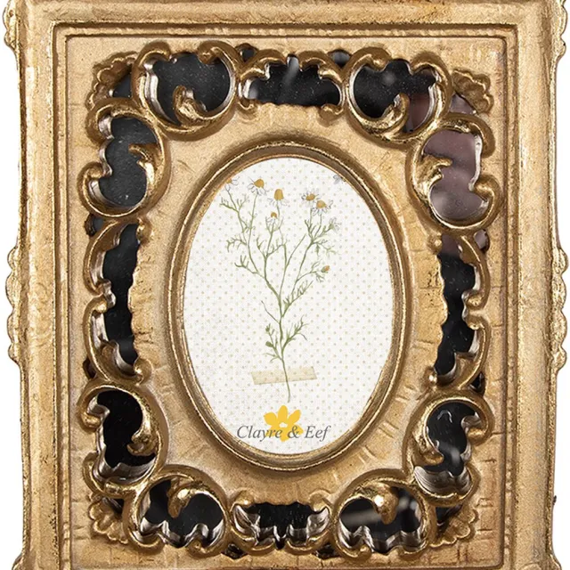 Clayre & Eef Fotolijst 7x9 cm Goudkleurig Kunststof Glas Rechthoek Fotokader