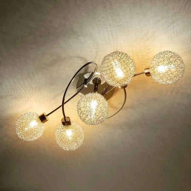 Lindby plafondlamp - 5lichts - Metaal, glas - H: 30 cm - G9 - zilver, chroom
