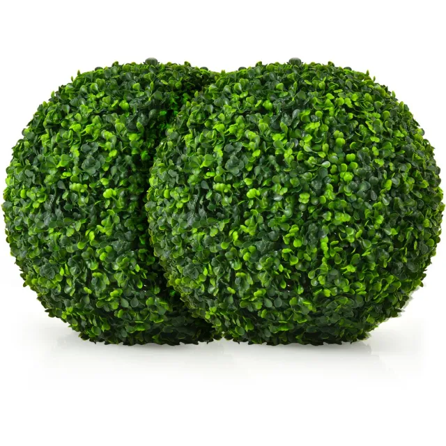 Costway Buxusballen, 2 stuks, 40 cm, buxusbal, uv-bestendig, vormgesneden, kunstplant, decoratieve plant, boekbal, kunstplant, decoratieve bolplanten voor huis, tuin, bruiloft, donkergroen